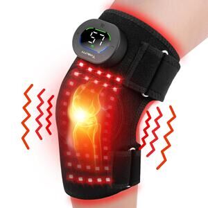 Red Light Therapy Knee Brace for Pain Relief, Vibration Knee Massager with Heat